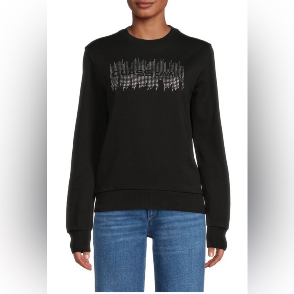Cavalli Class Embellished Logo Crewneck Sweatshirt Size M